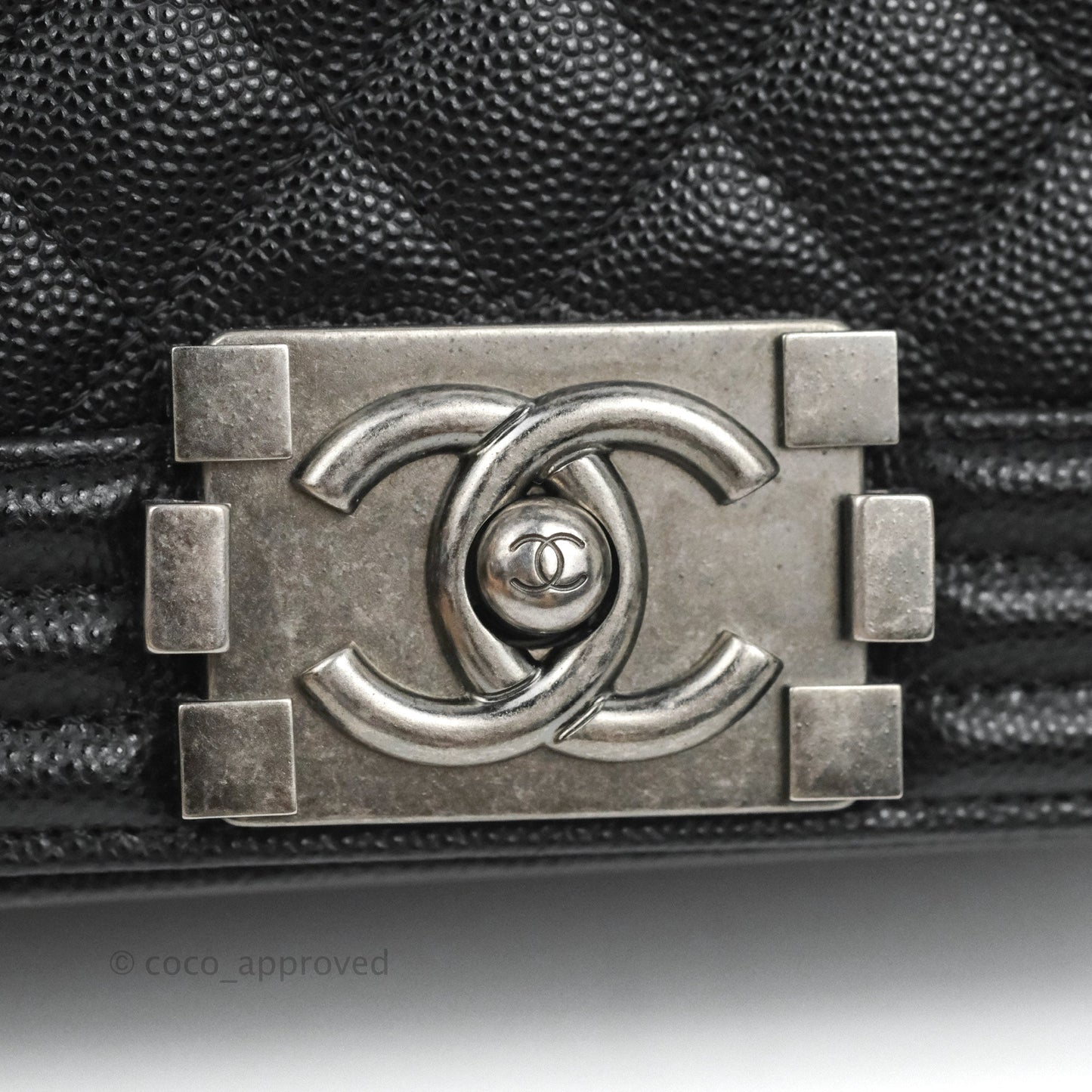 Chanel Small Quilted Boy Bag Black Caviar Ruthenium Hardware