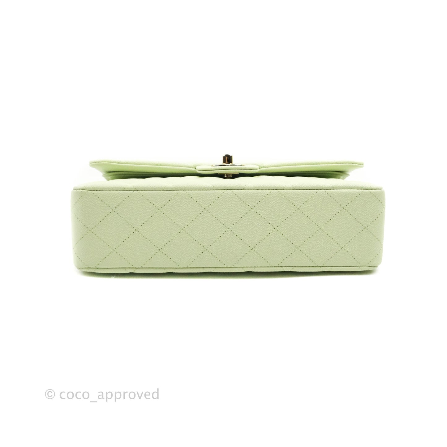 Chanel Classic M/L Medium Flap Quilted Avocado Green Caviar Gold Hardware