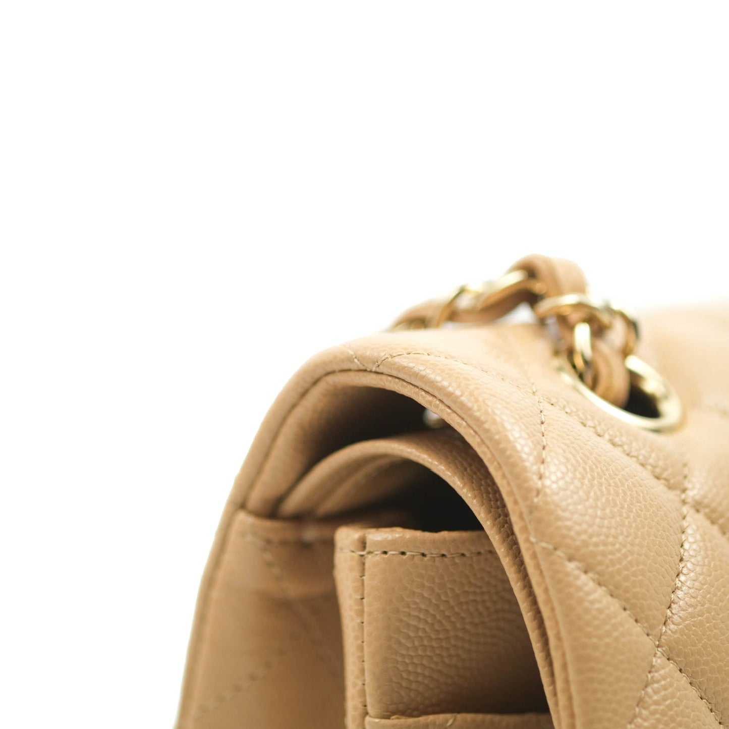 Chanel Classic M/L Medium Double Flap Dark Beige Caviar Gold Hardware 19B