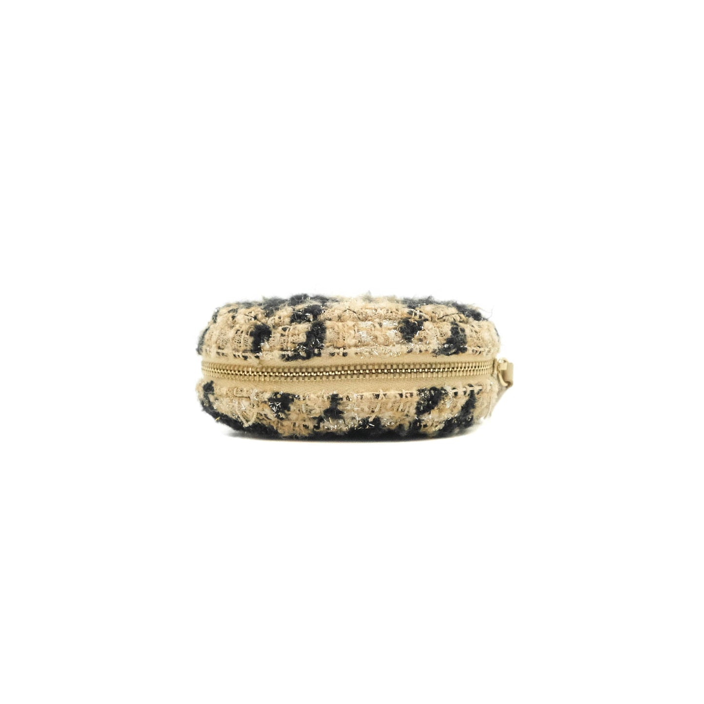 Chanel Wallet On Chain WOC Houndstooth Beige Black Tweed Gold Hardware