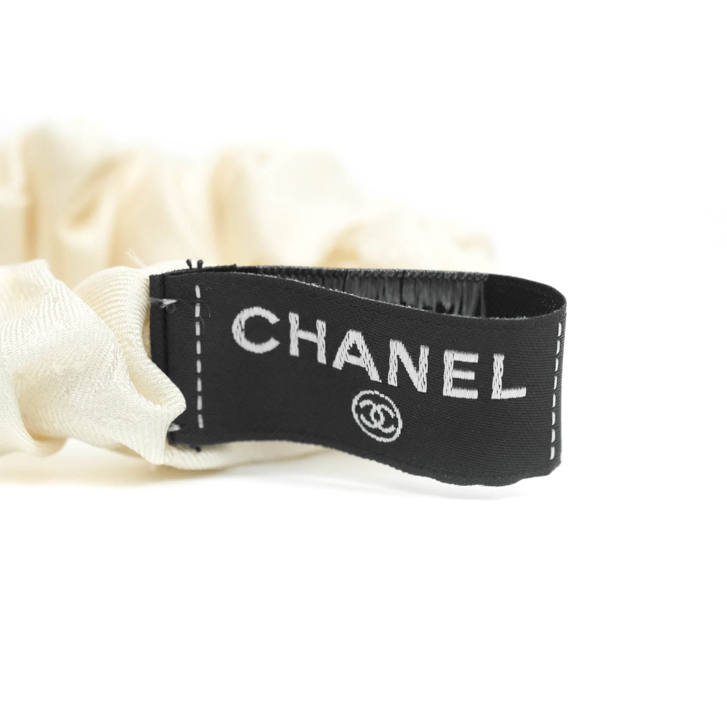 Chanel Bow Silk Hair Accessory Ivory & Black