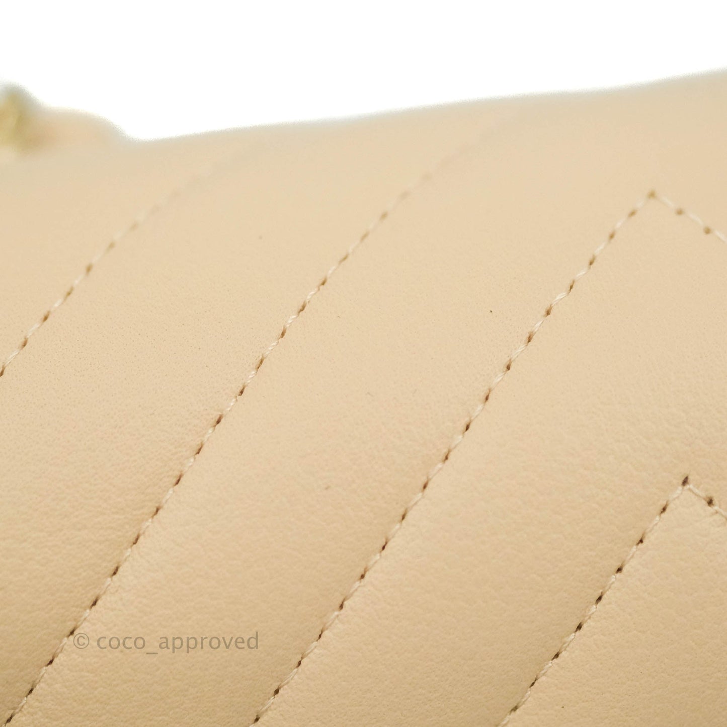 Chanel Classic S/M Small Double Flap Chevron Beige Caviar Gold Hardware