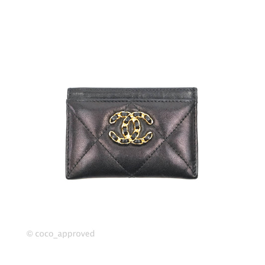 Chanel 19 Quilted Iridescent Black Flat Card Holder