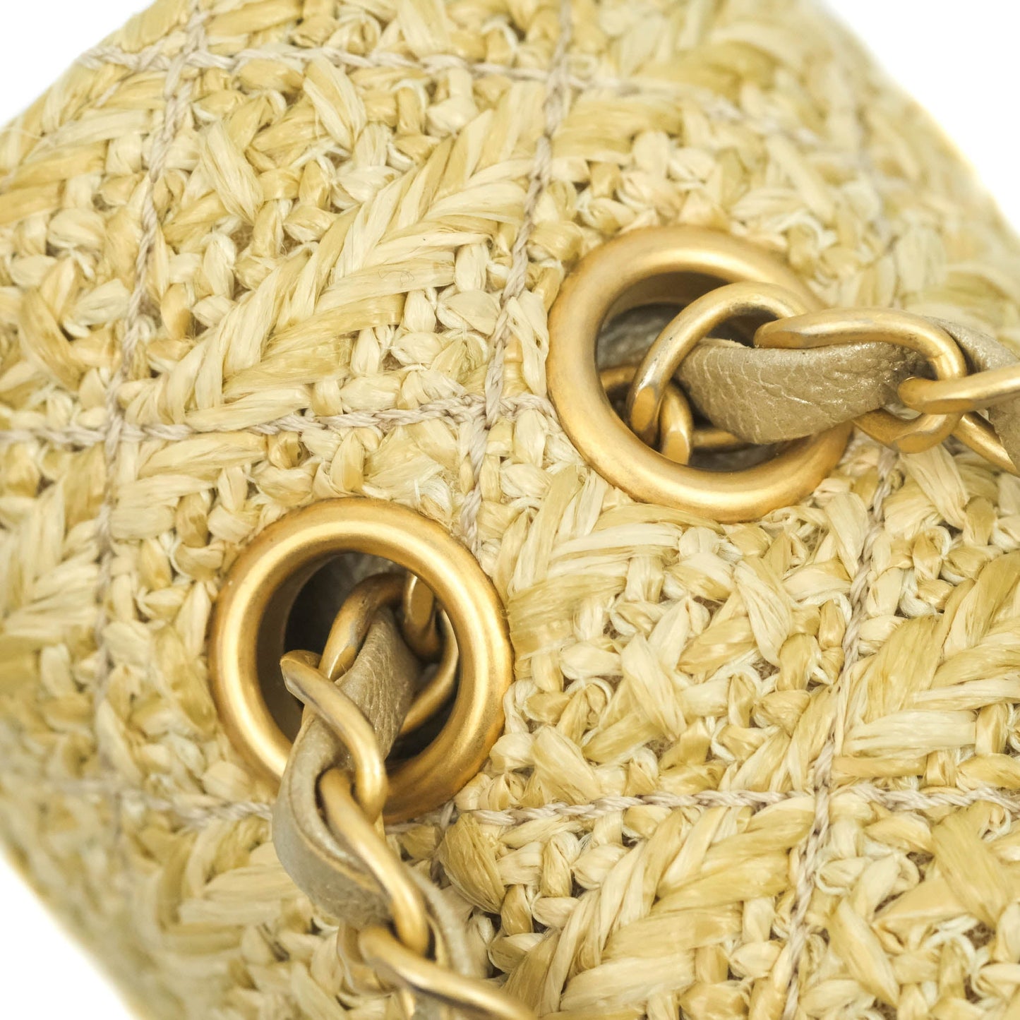 Chanel Classic M/L Medium Double Flap Woven Reed Aged Gold Hardware