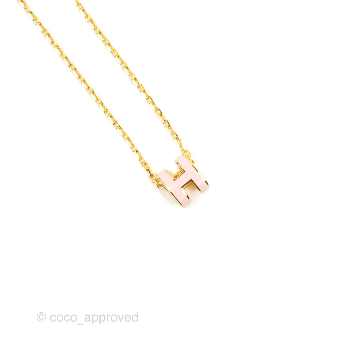 Hermès Mini Pop H Rose Dragee Pendant Necklace Gold Hardware