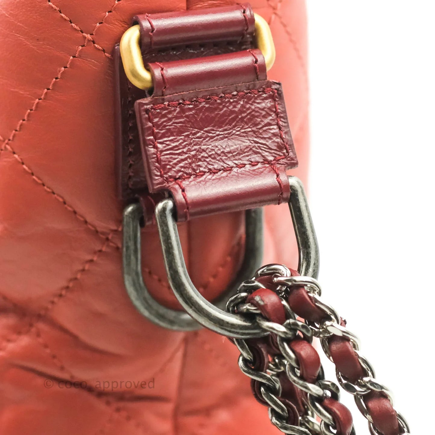 Chanel Large Gabrielle Hobo Red Aged Calfskin Mixed Hardware