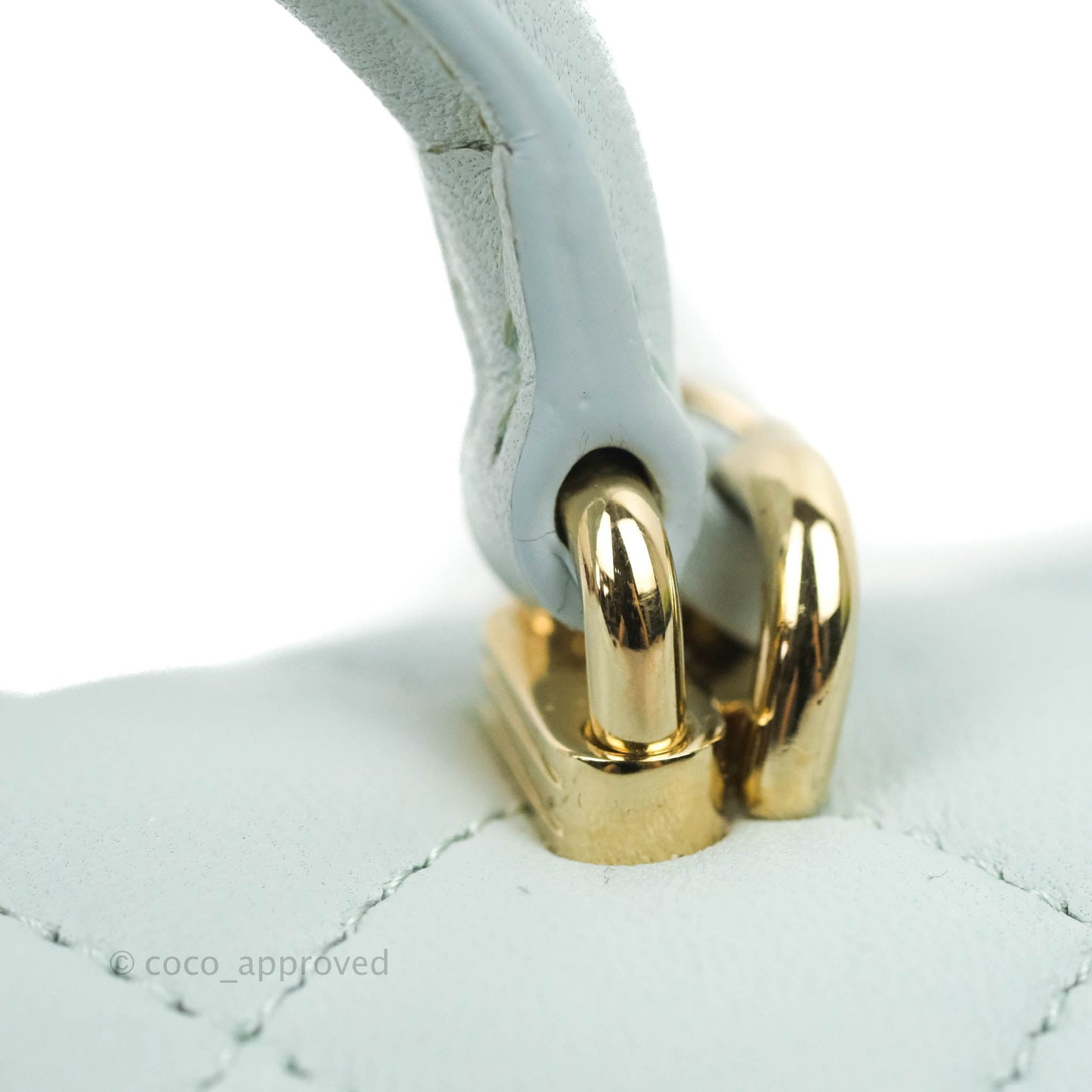 Chanel Top Handle Mini Rectangular Flap Bag Light Blue Lambskin Gold Hardware