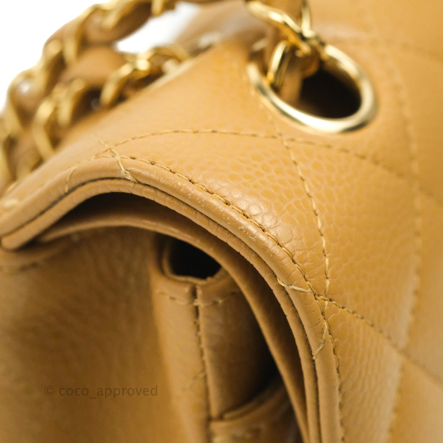 Chanel S/M Small Classic Quilted Flap Dark Beige Caviar 24K Gold Hardware
