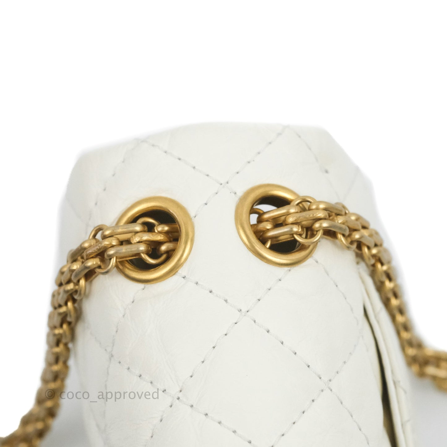 Chanel Mini Reissue 224 White Aged Calfskin Aged Gold Hardware