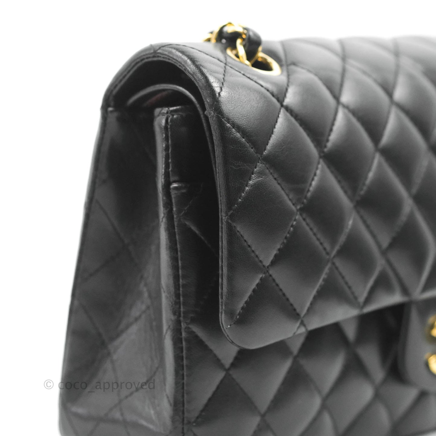 Chanel Classic M/L Medium Flap Quilted Black Lambskin 24K Gold Hardware