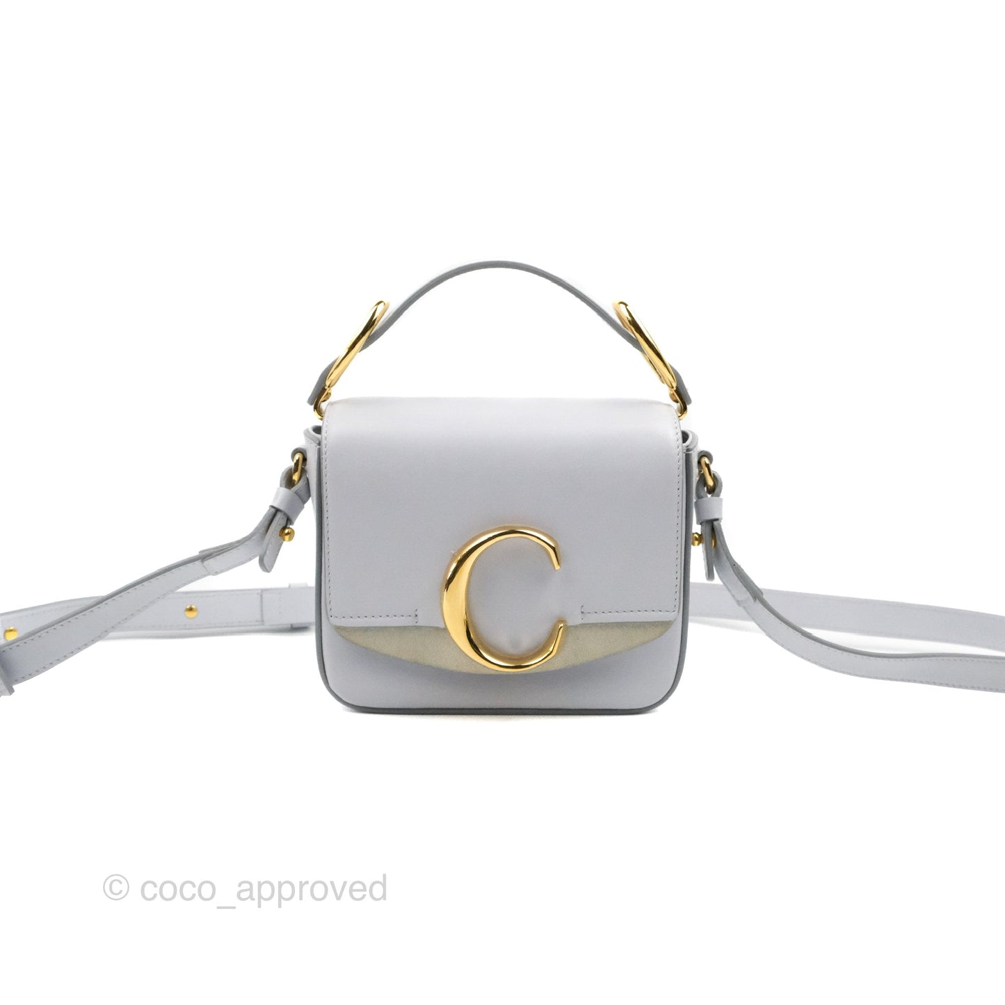 Chloé Mini C Bag Light Cloud Shiny/Suede Calfskin