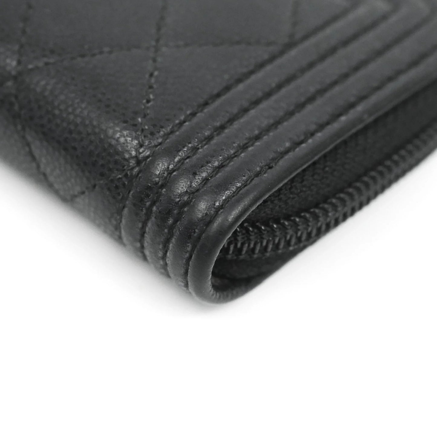 Chanel Boy Zipped Coin Purse Black Caviar Gold Hardware