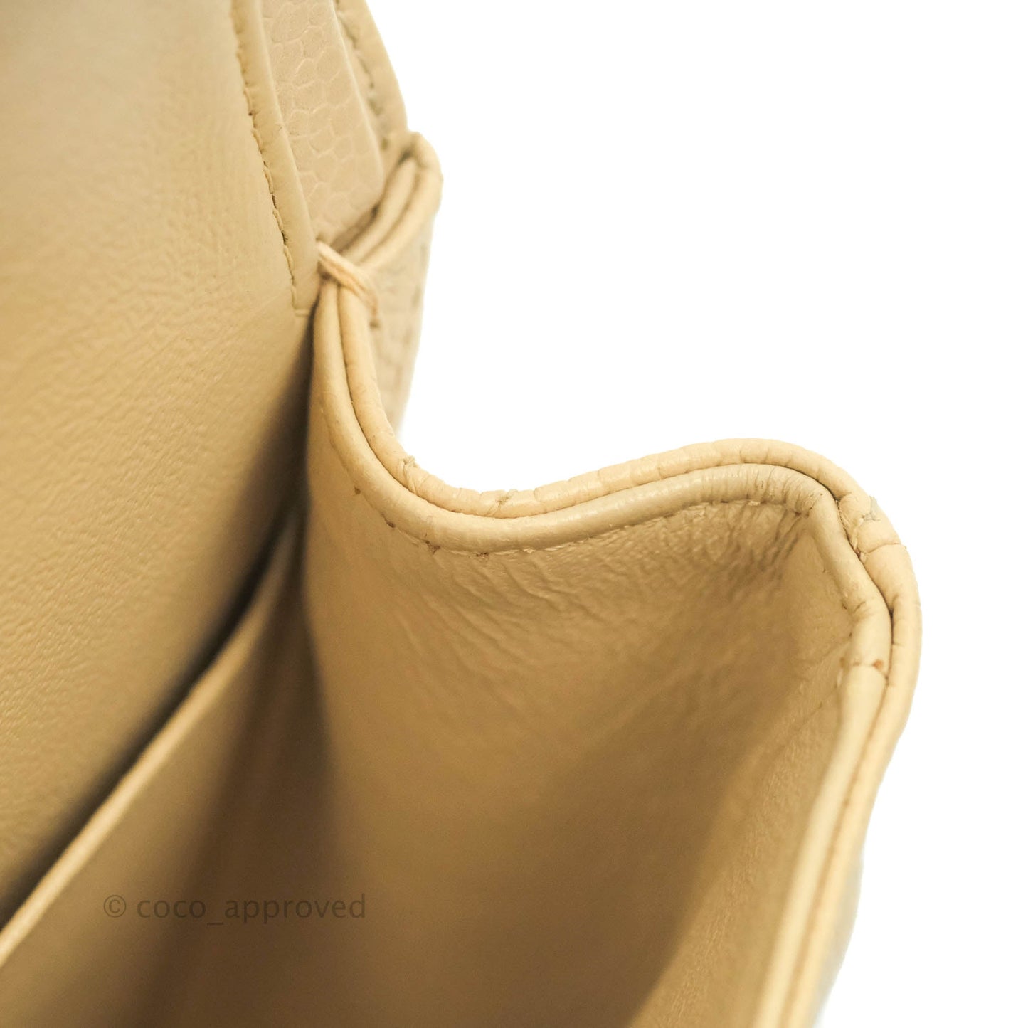 Chanel Classic Medium Flap Quilted Beige Caviar Gold Hardware