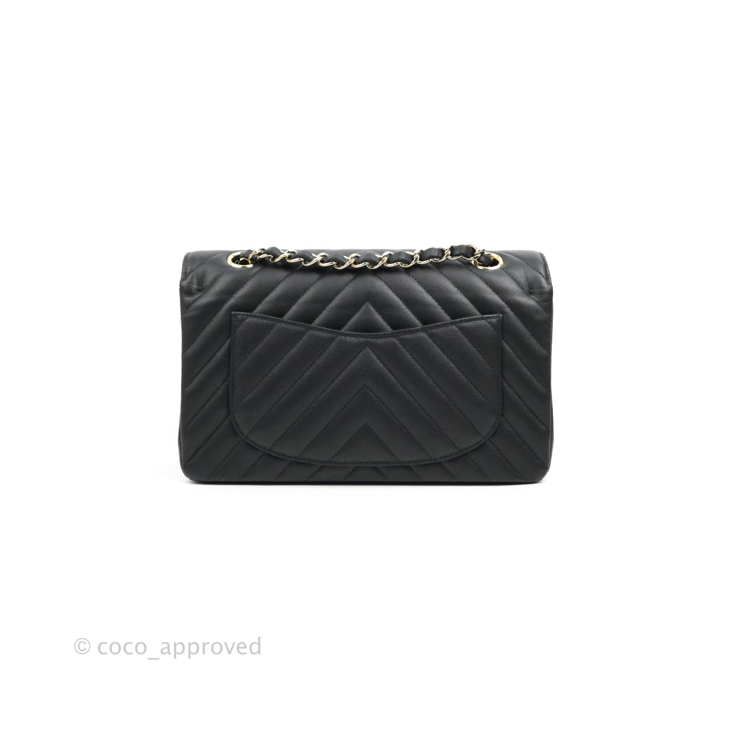 Chanel Classic Chevron S/M Small Double Flap Black Caviar Gold Hardware