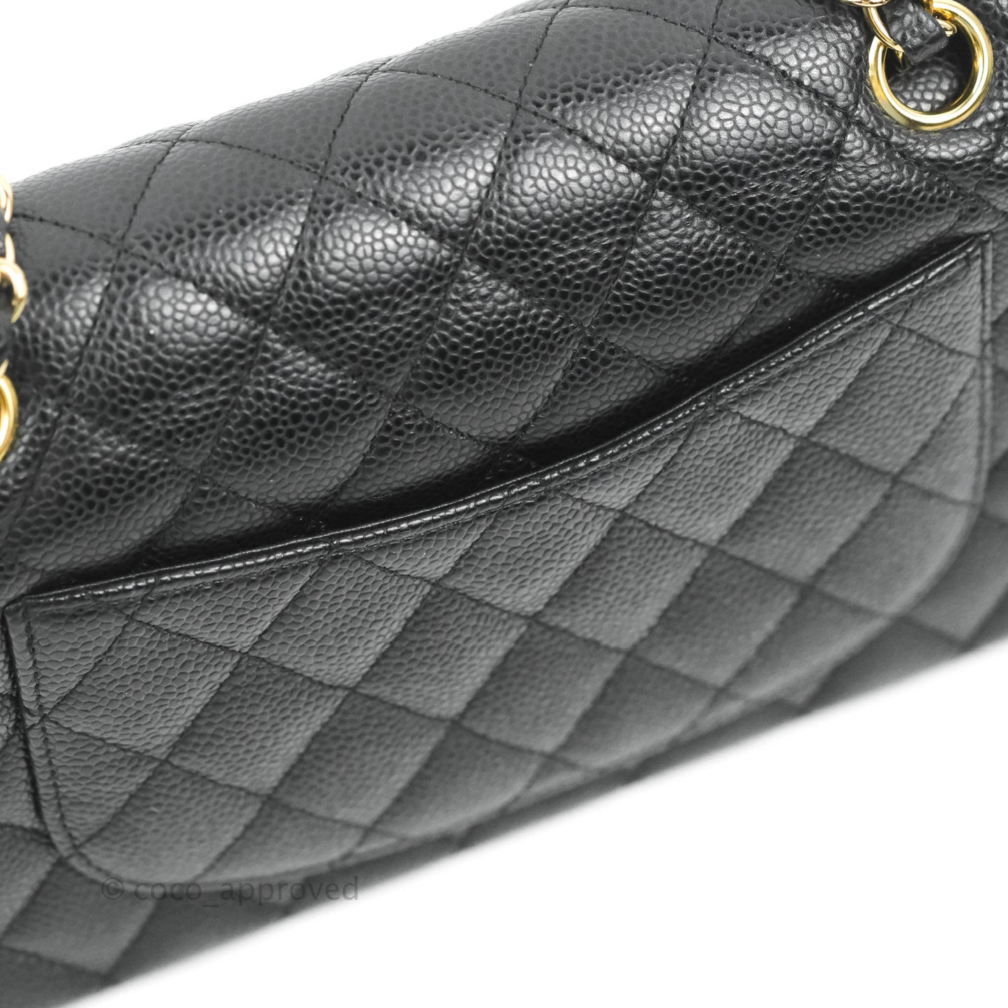 Chanel Small Classic Quilted Flap Black Caviar 24K Gold Hardware