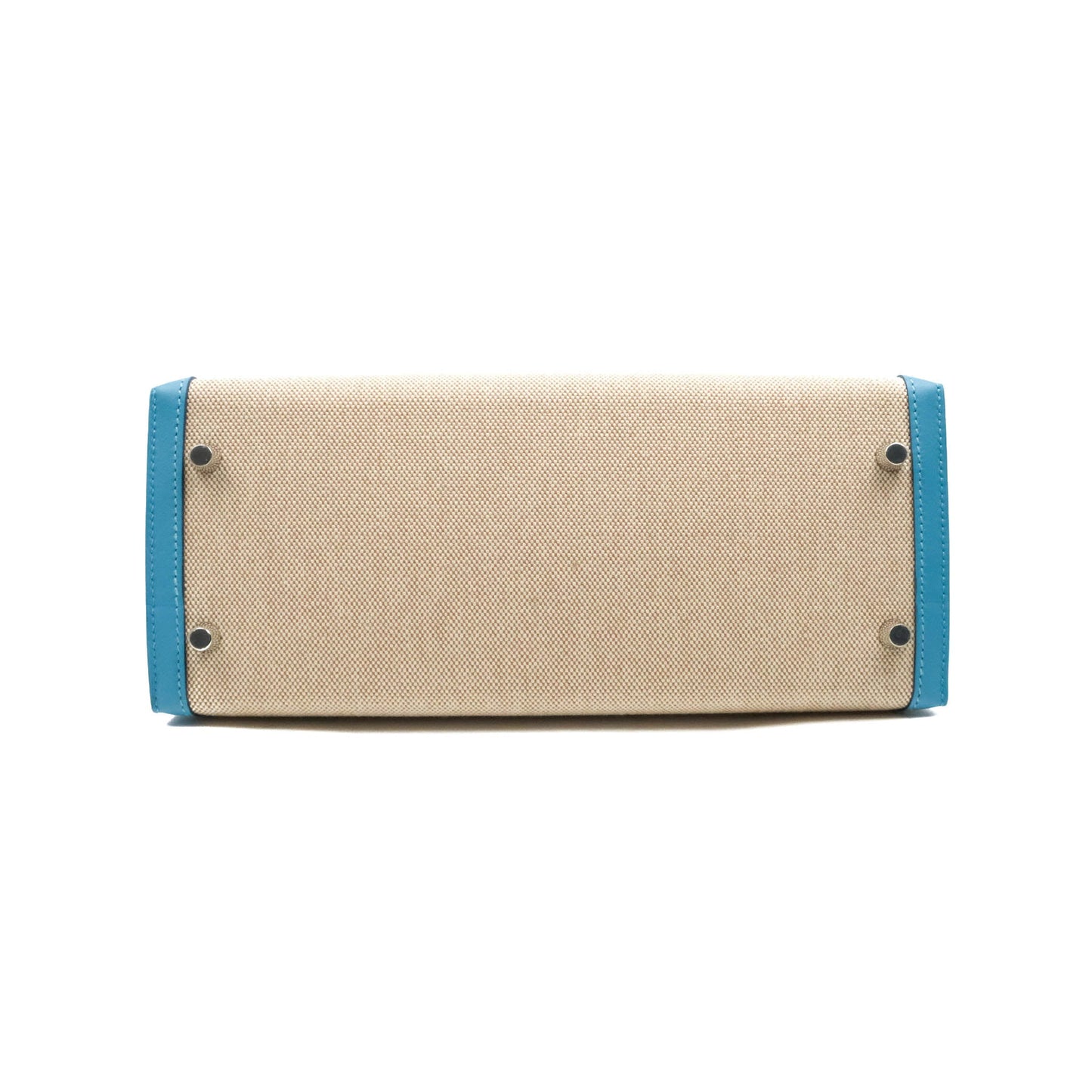 Hermès Kelly 28 Bleu Du Nord Swift & Ecru-beige Toile H Palladium Hardware