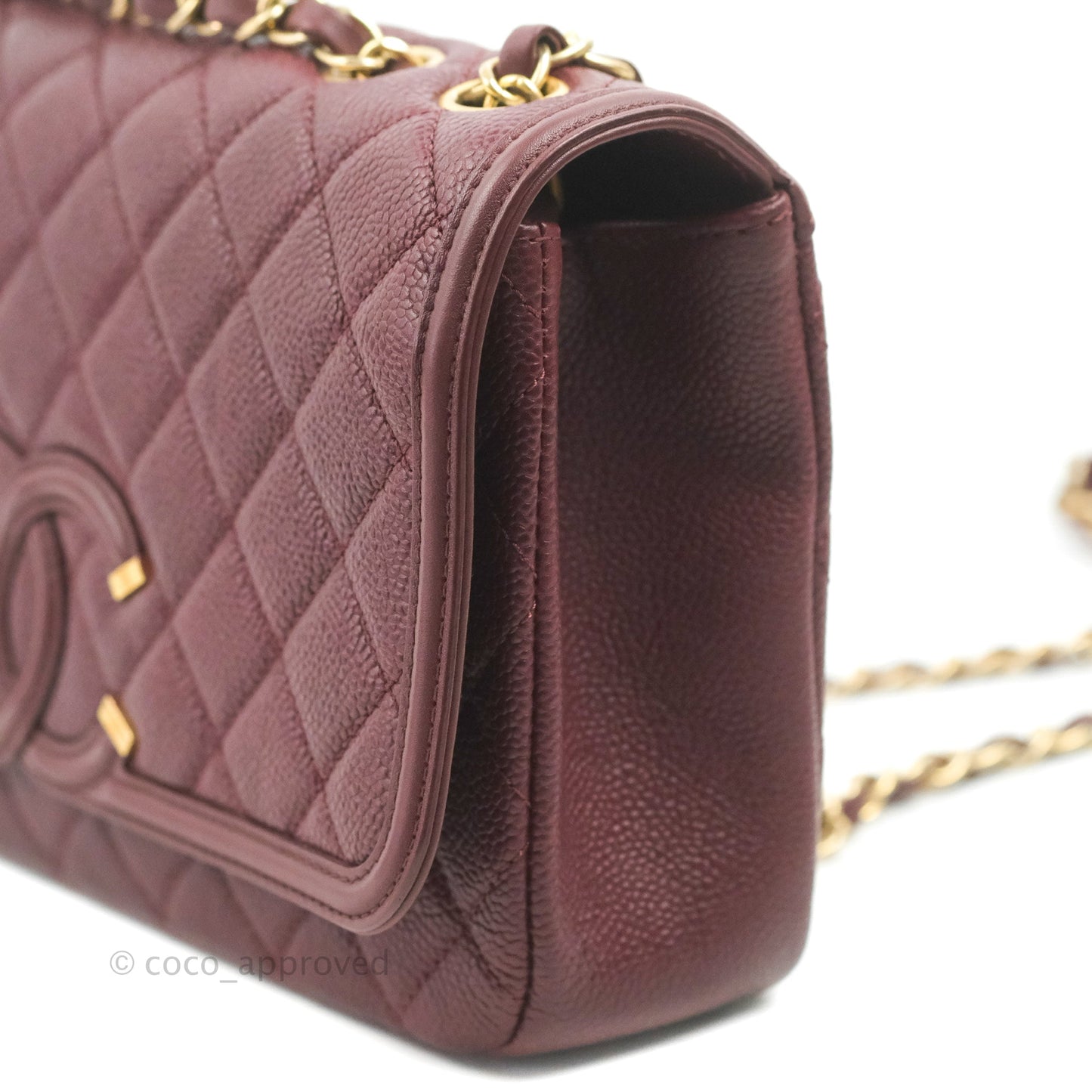 Chanel Quilted Medium CC Filigree Flap Burgundy Black Caviar