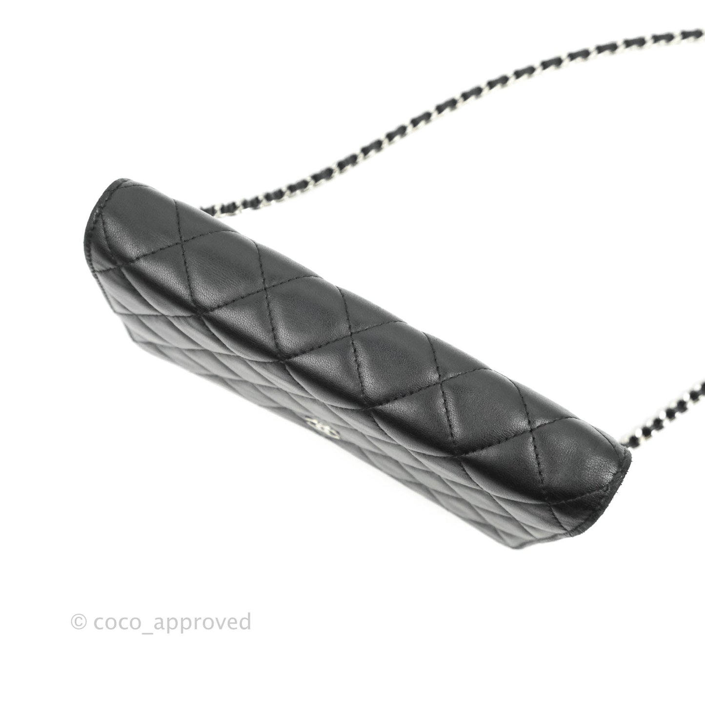 Chanel Classic Wallet On Chain Black Lambskin Silver Hardware