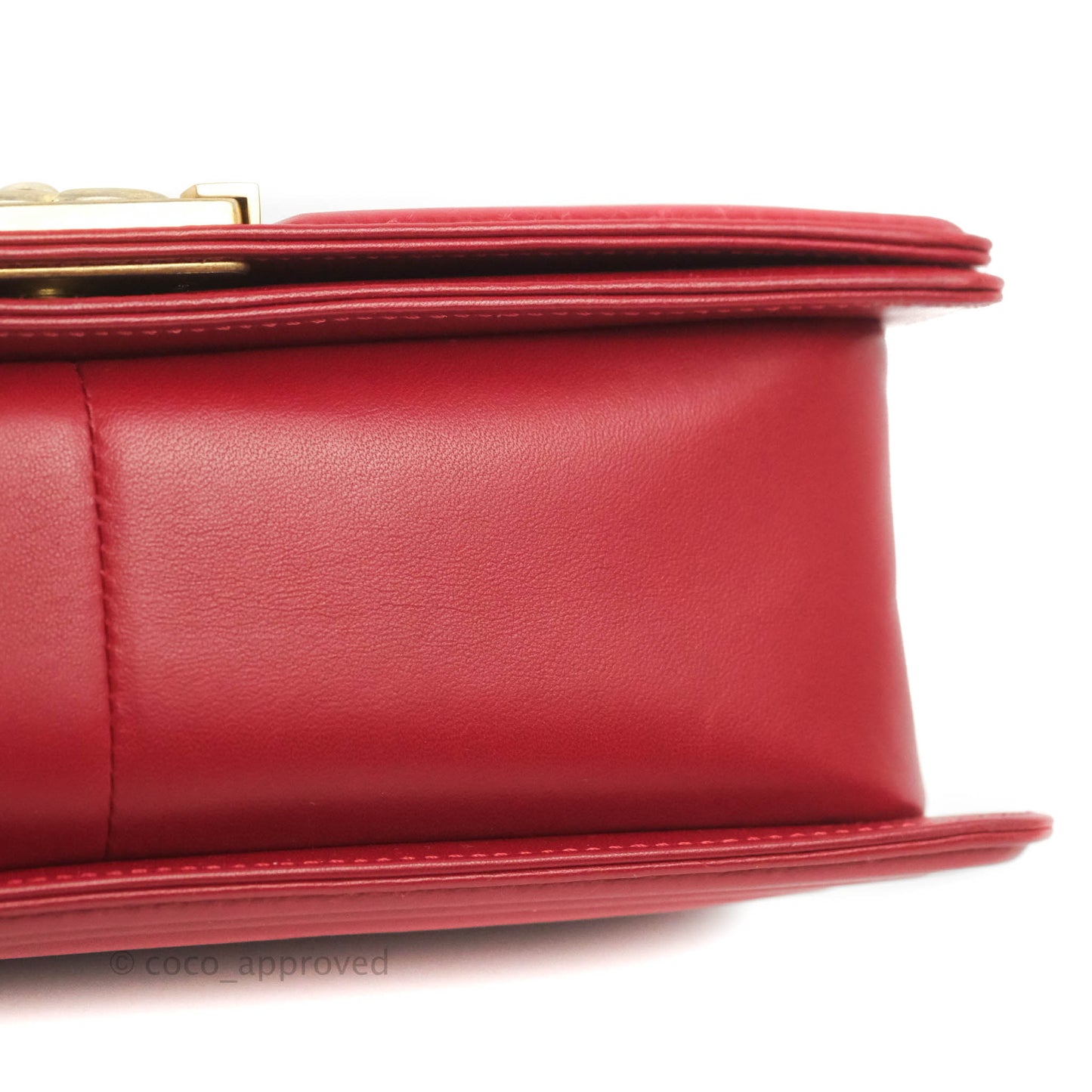 Chanel Quilted Medium Boy Red Lambskin Aged Gold Hardware