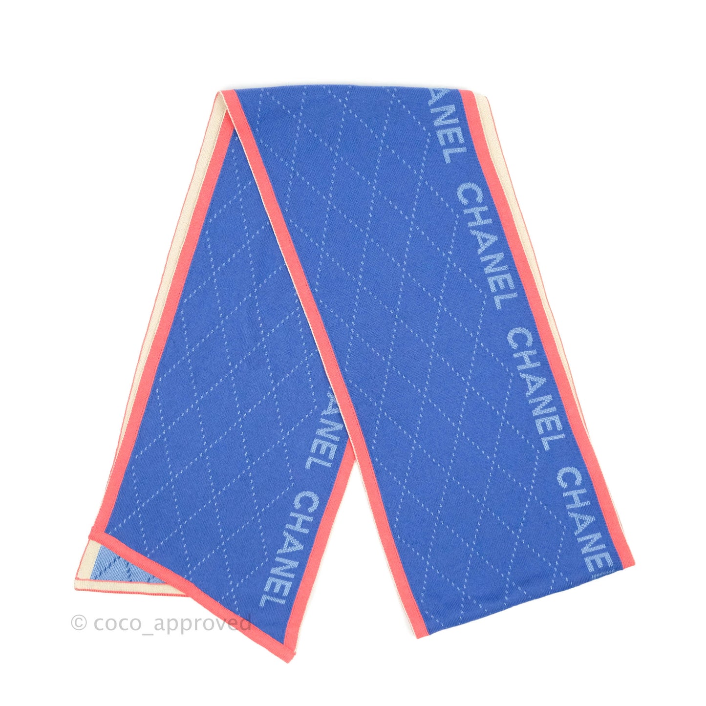 Chanel Knitted Scarf Quilted Blue Pink