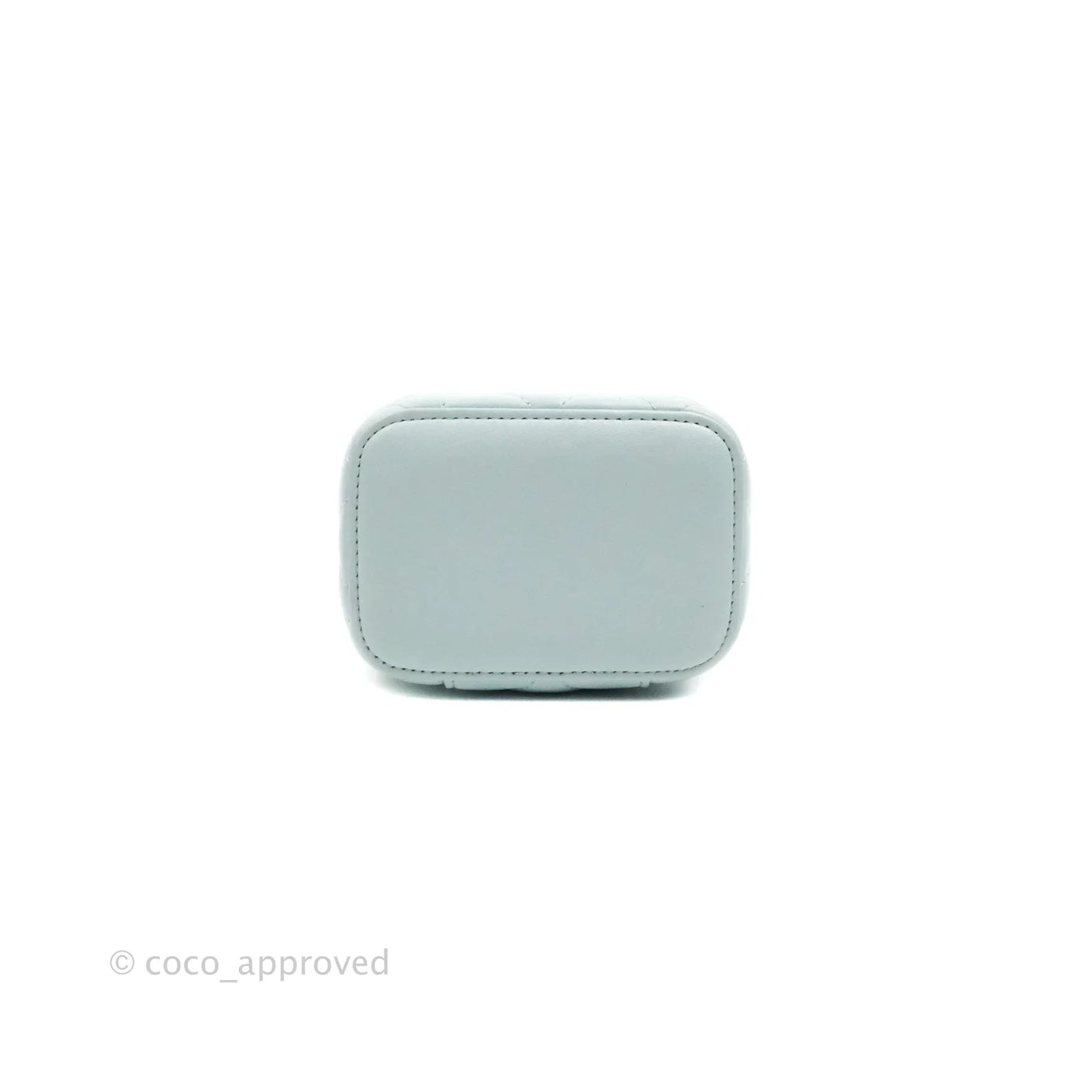 Chanel Mini Top Handle Vanity With Chain Light Blue Lambskin Gold Hardware