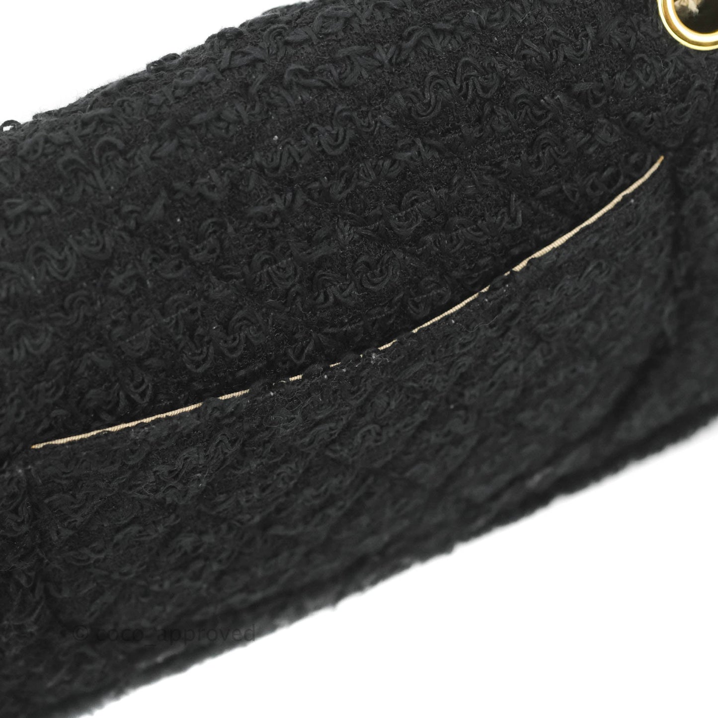 Chanel Medium Classic Double Flap Bag Black Tweed Gold & Gun Metal Hardware