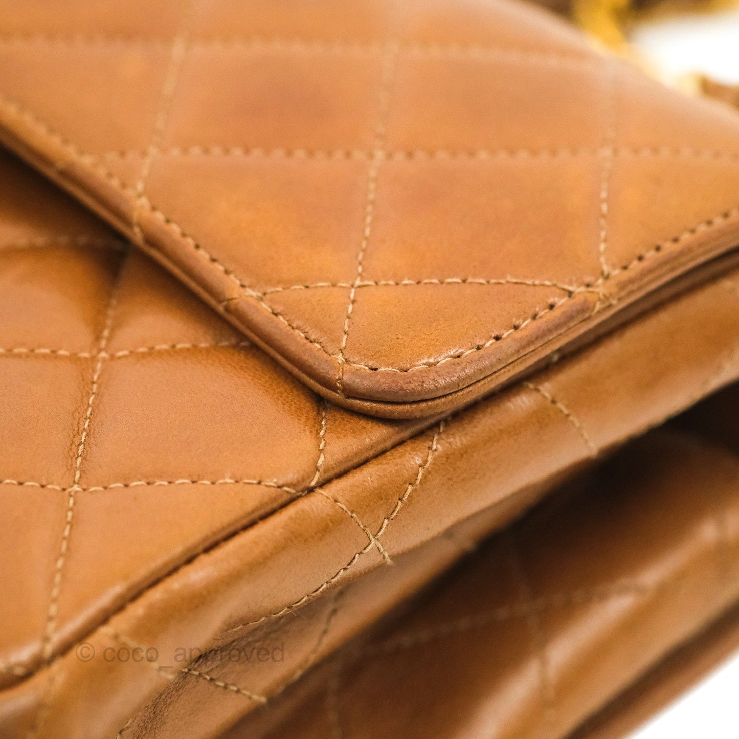 Chanel Vintage Double-sided Small Flap Brown Caramel Lambskin 24K Gold Hardware