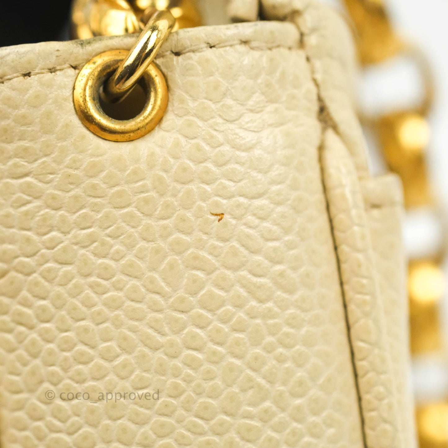 Chanel Vintage Vertical Mini Square Beige Caviar Gold Hardware