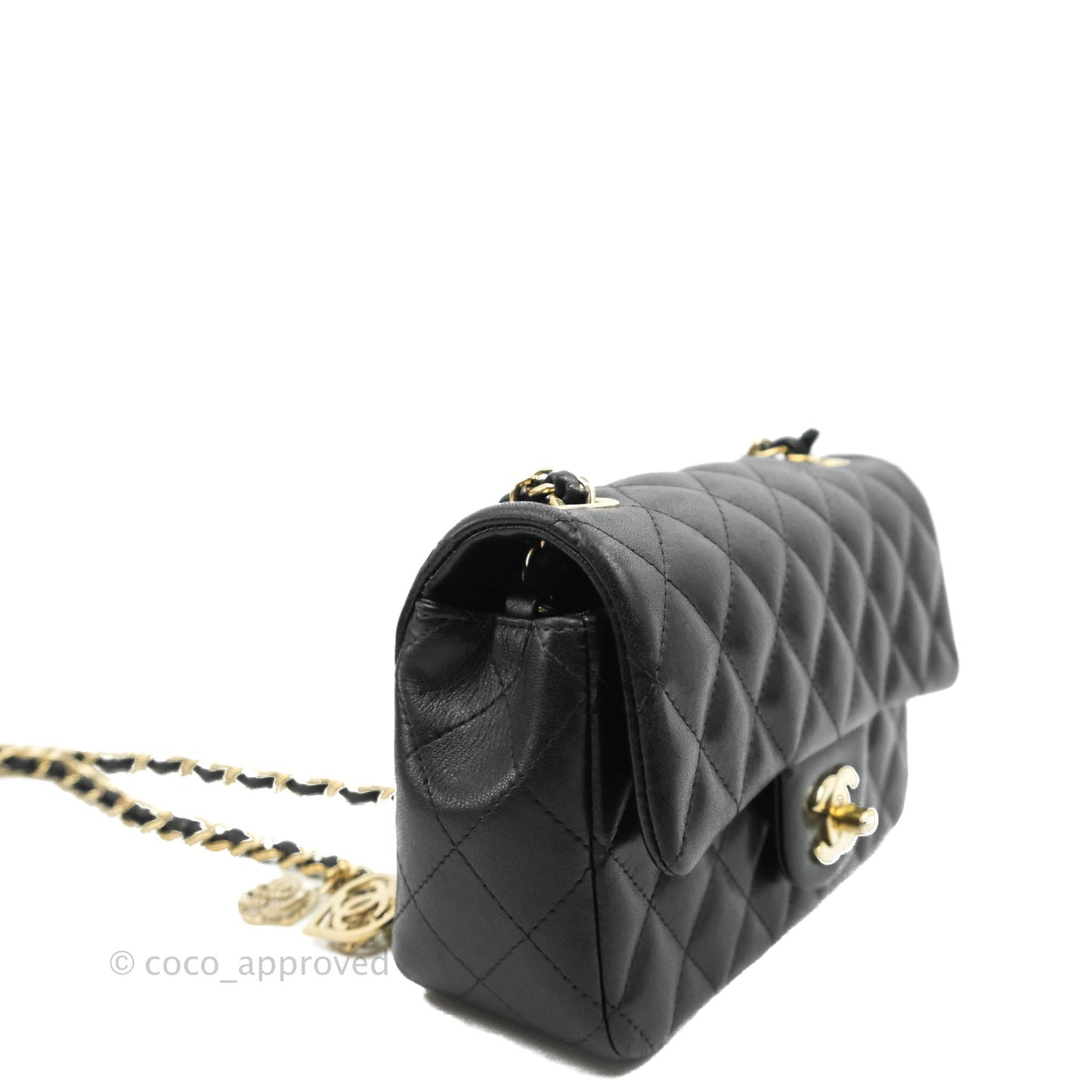 Chanel Mini Rectangular Flap Bag Valentine Limited Edition Black Lambskin Gold Hardware