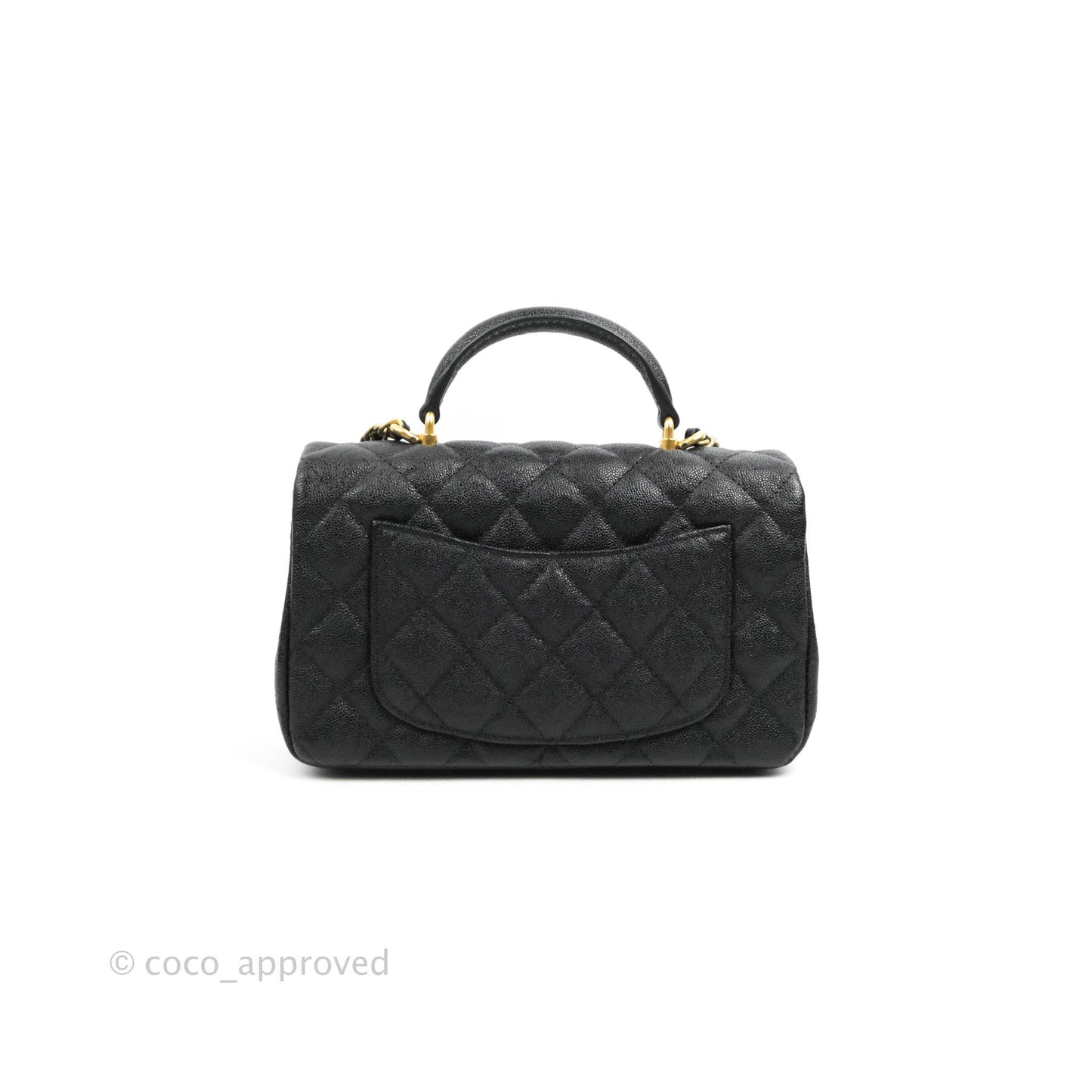 Chanel Top Handle Mini Rectangular Flap Bag Black Caviar Gold Hardware