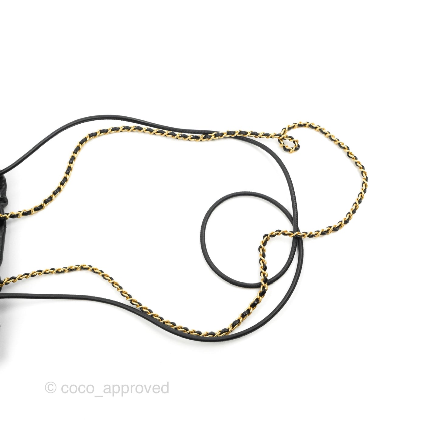 Chanel 22 Mini Bag with Pearl Chain Black Shiny Crumpled Calfskin