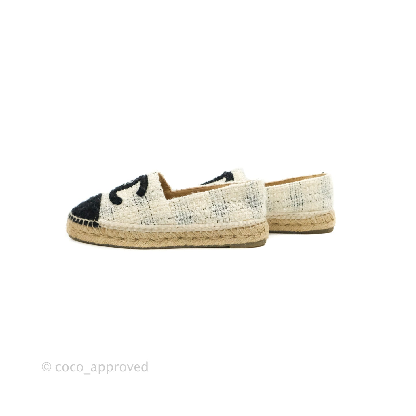 Chanel Espadrille Ivory White Tweed Size 36