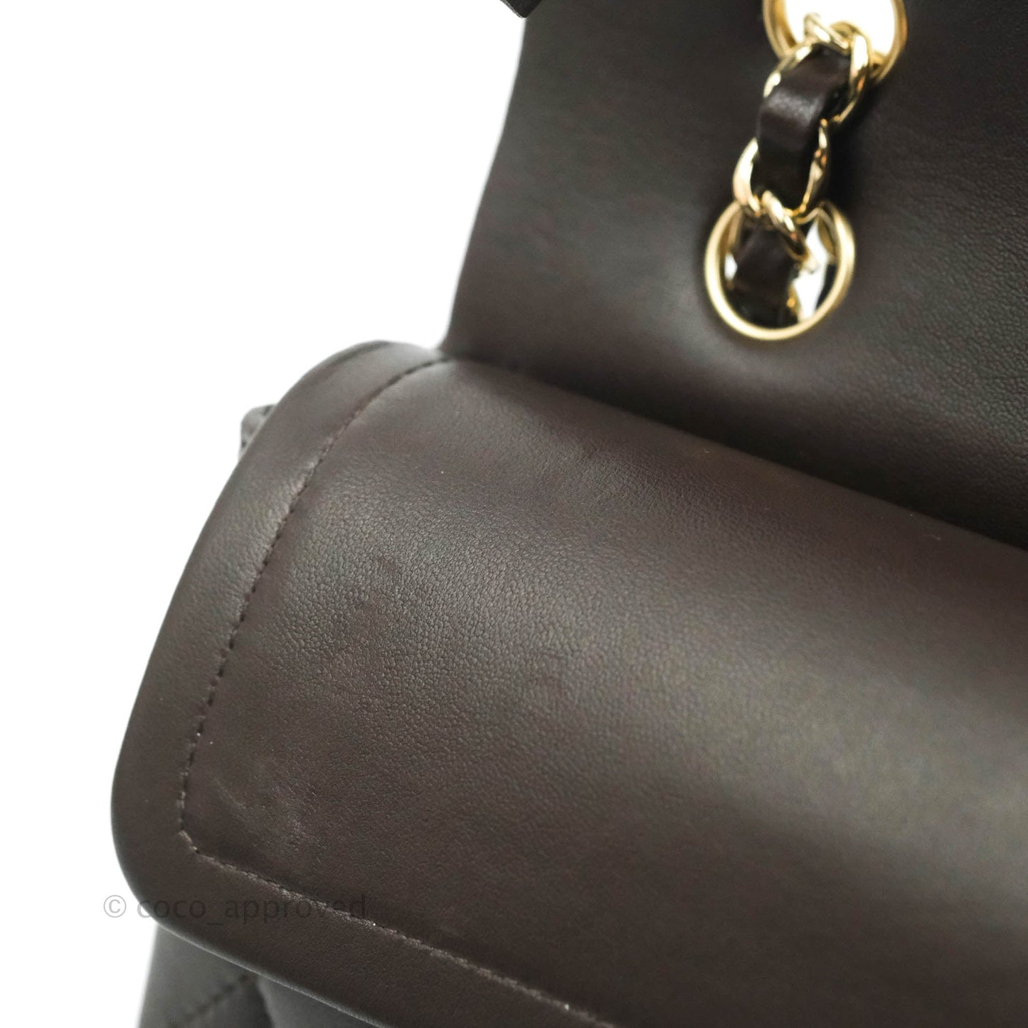 Chanel Classic Small S/M Lambskin Chocolate Brown Gold Hardware