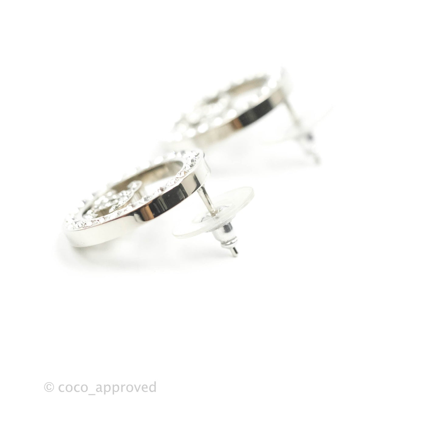 Chanel CC Crystal Round Earrings 17S