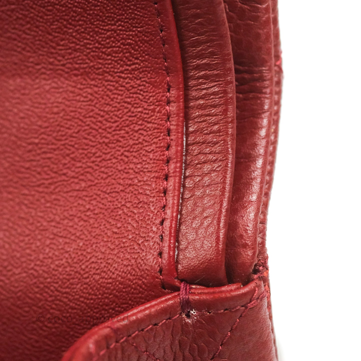 Chanel Classic M/L Medium Flap Quilted Dark Red Caviar Silver Hardware