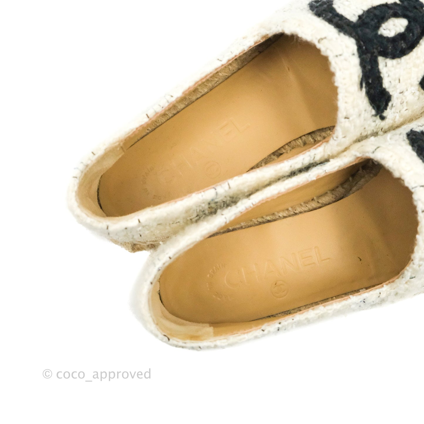 Chanel Espadrille Ivory White Tweed Size 36