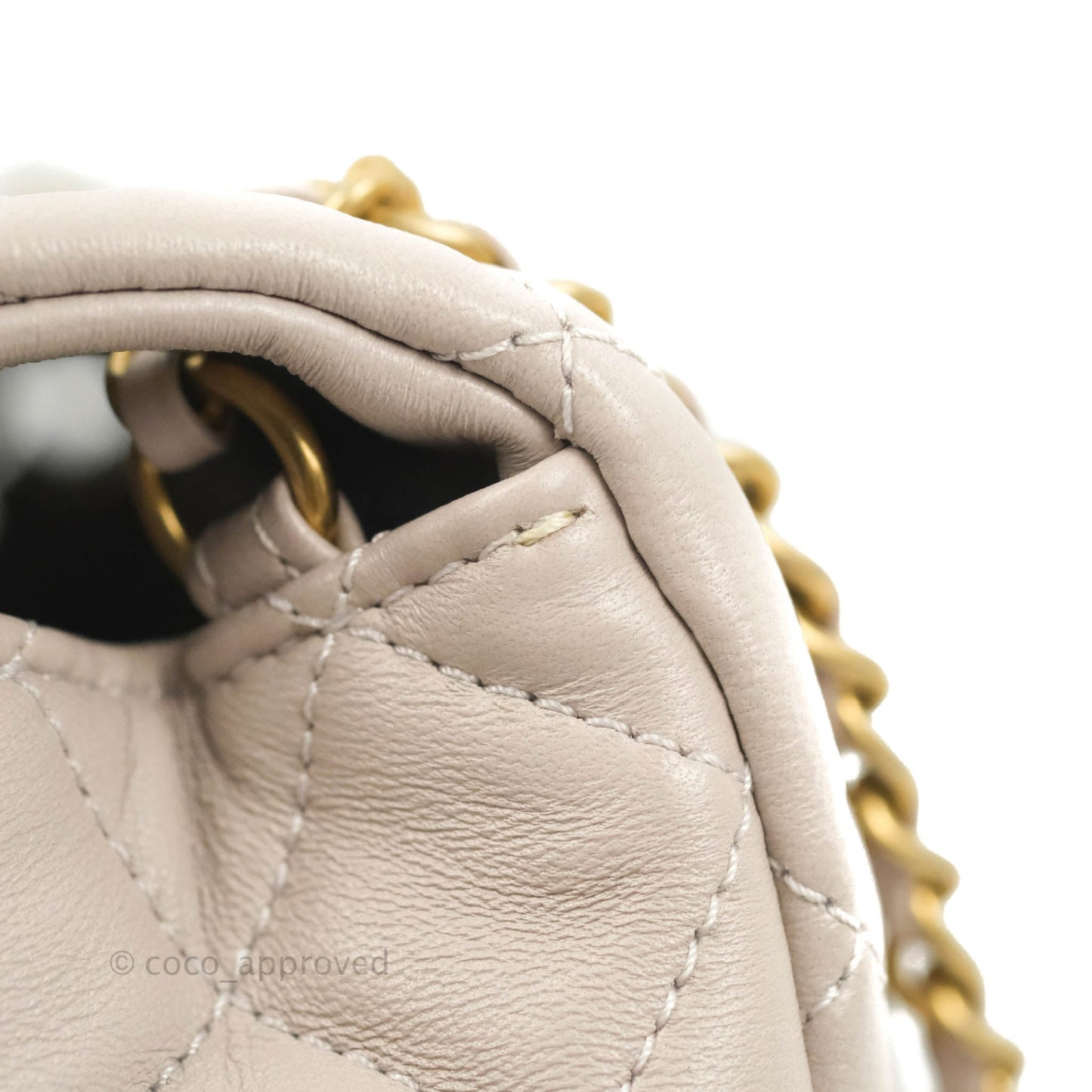 Chanel Mini Rectangular Pearl Crush Quilted Lilac Lambskin Aged Gold Hardware