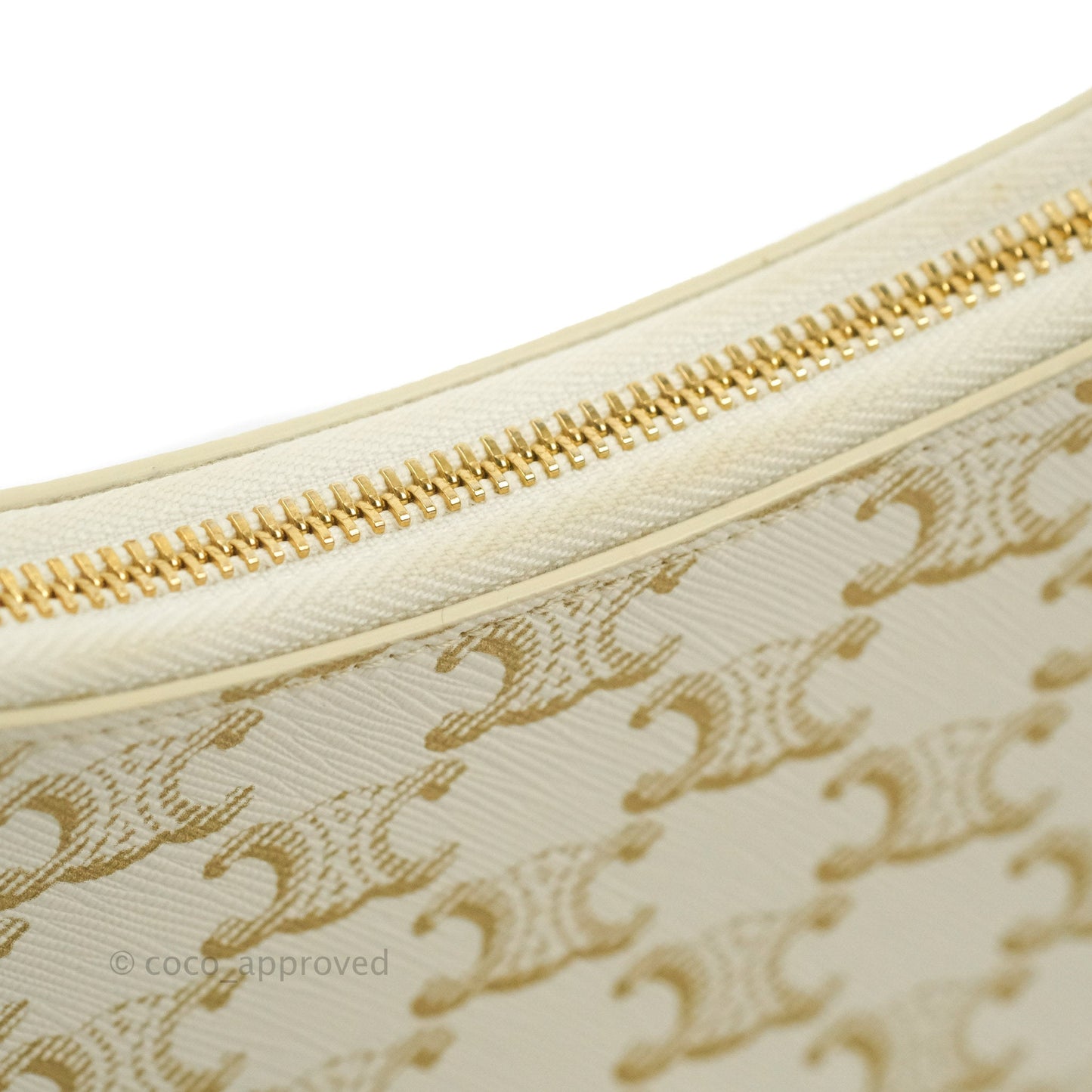 Celine Ava Bag In Triomphe Canvas Calfskin White