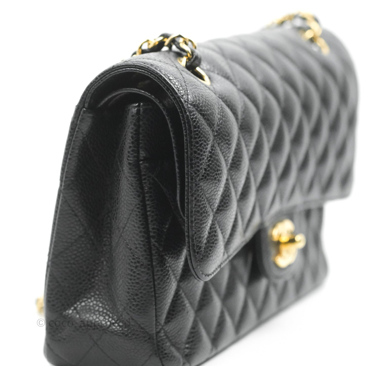 Chanel Classic M/L Medium Double Flap Black Caviar Gold Hardware