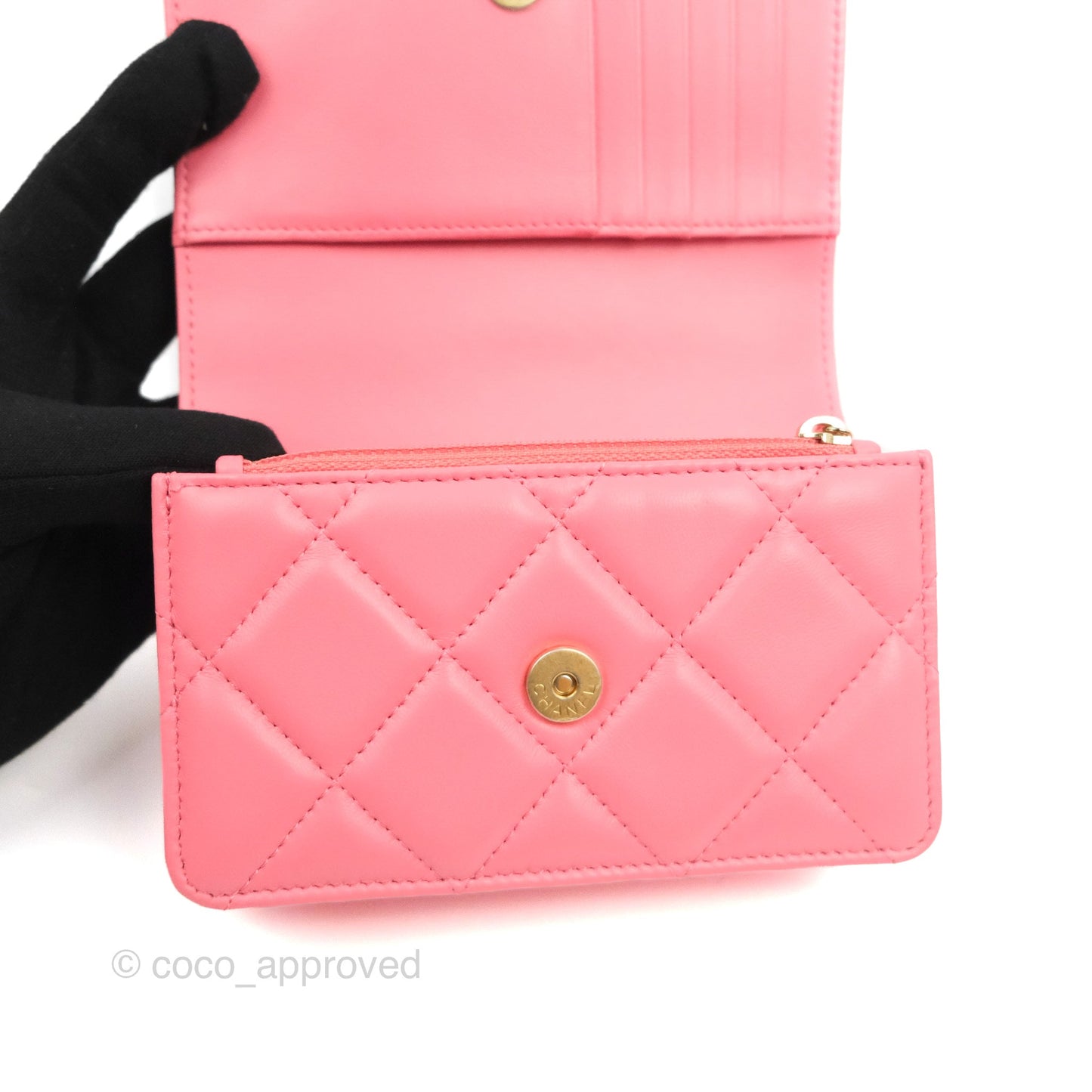 Chanel Enamel Quilted Pending CC Mini WOC Pink Lambskin Aged Gold Hardware 22P