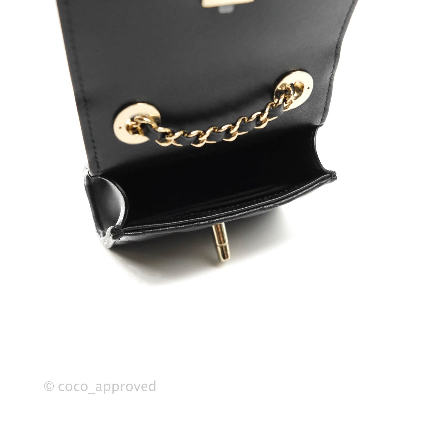 Chanel Mini Quilted Clutch With Chain Black Lambskin Gold Hardware 22S