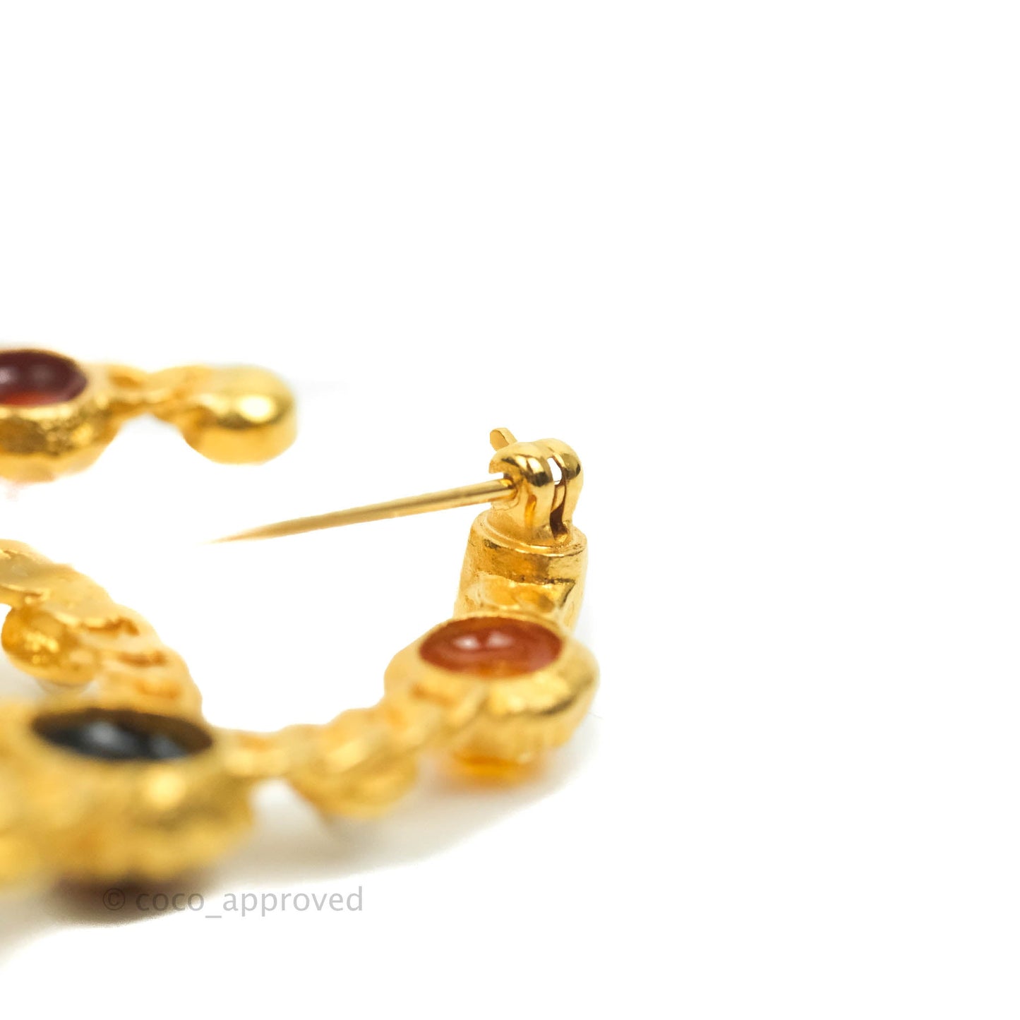Chanel CC Resin Stone Brooch Gold Tone 18K