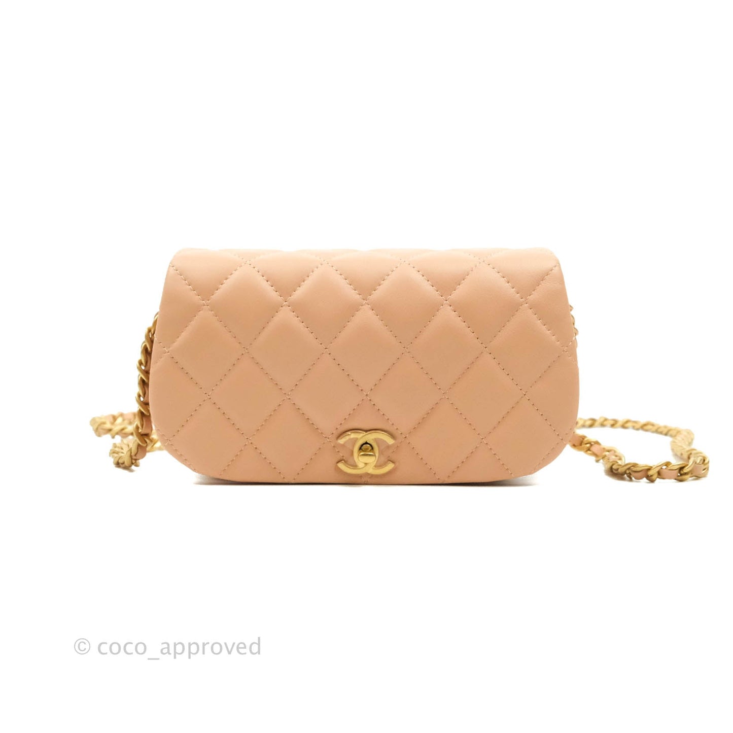 Chanel Clutch with Chain Beige Pink Calfskin Aged Gold Hardware