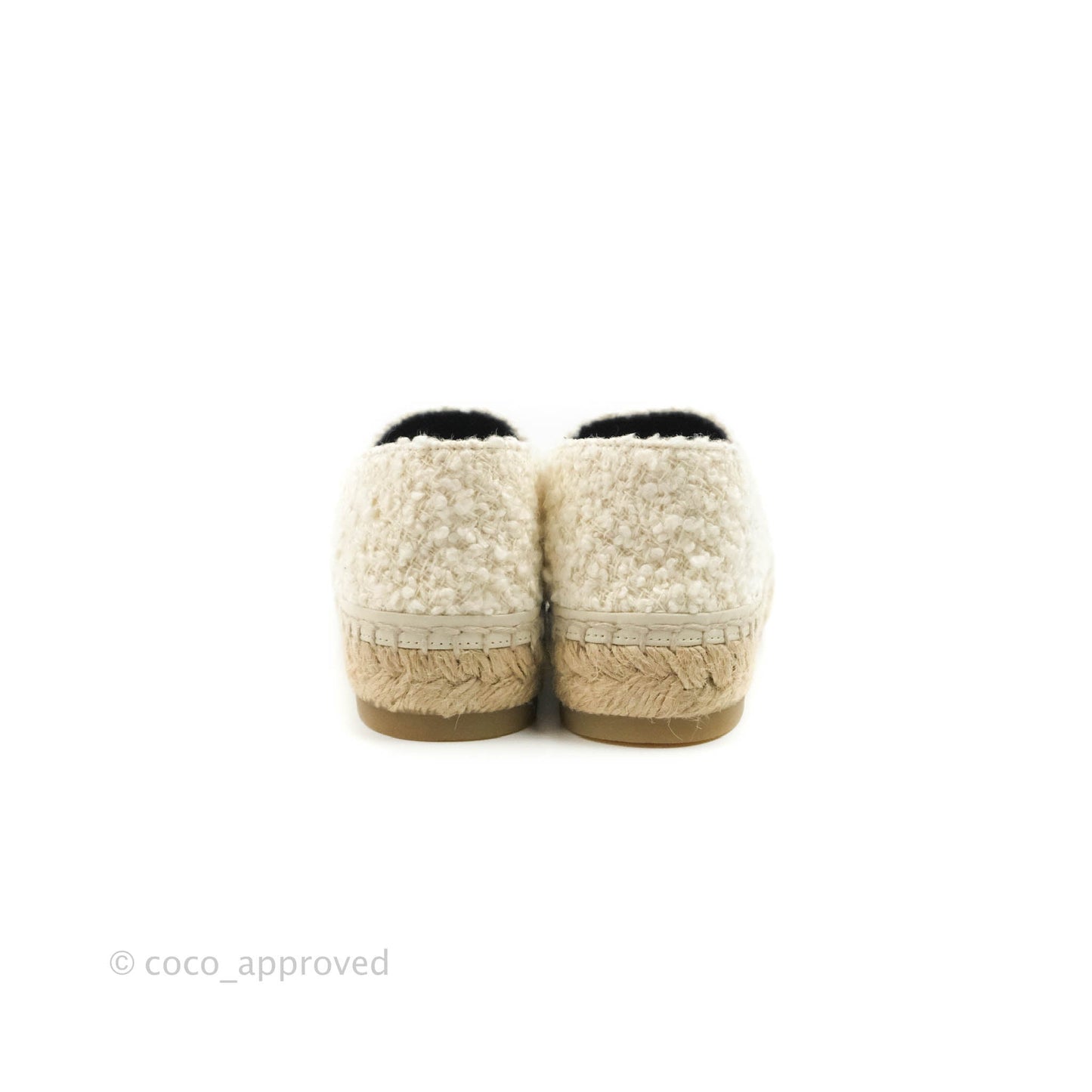 Chanel CC Espadrilles Tweed Black White Size 36