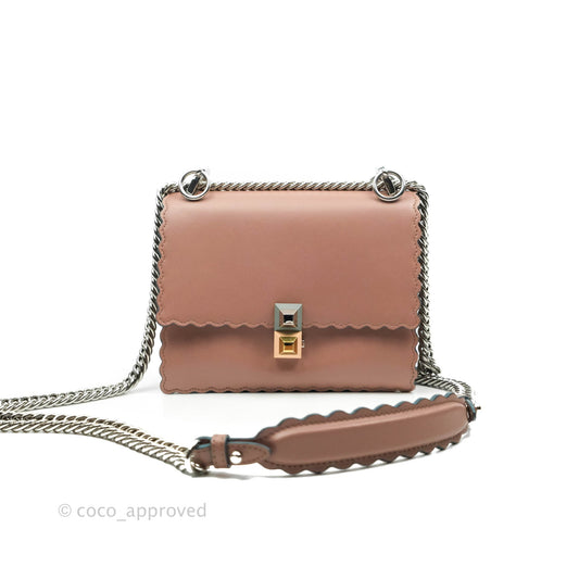 Fendi Kan I Scalloped Shoulder Bag Dark Pink Silver Hardware