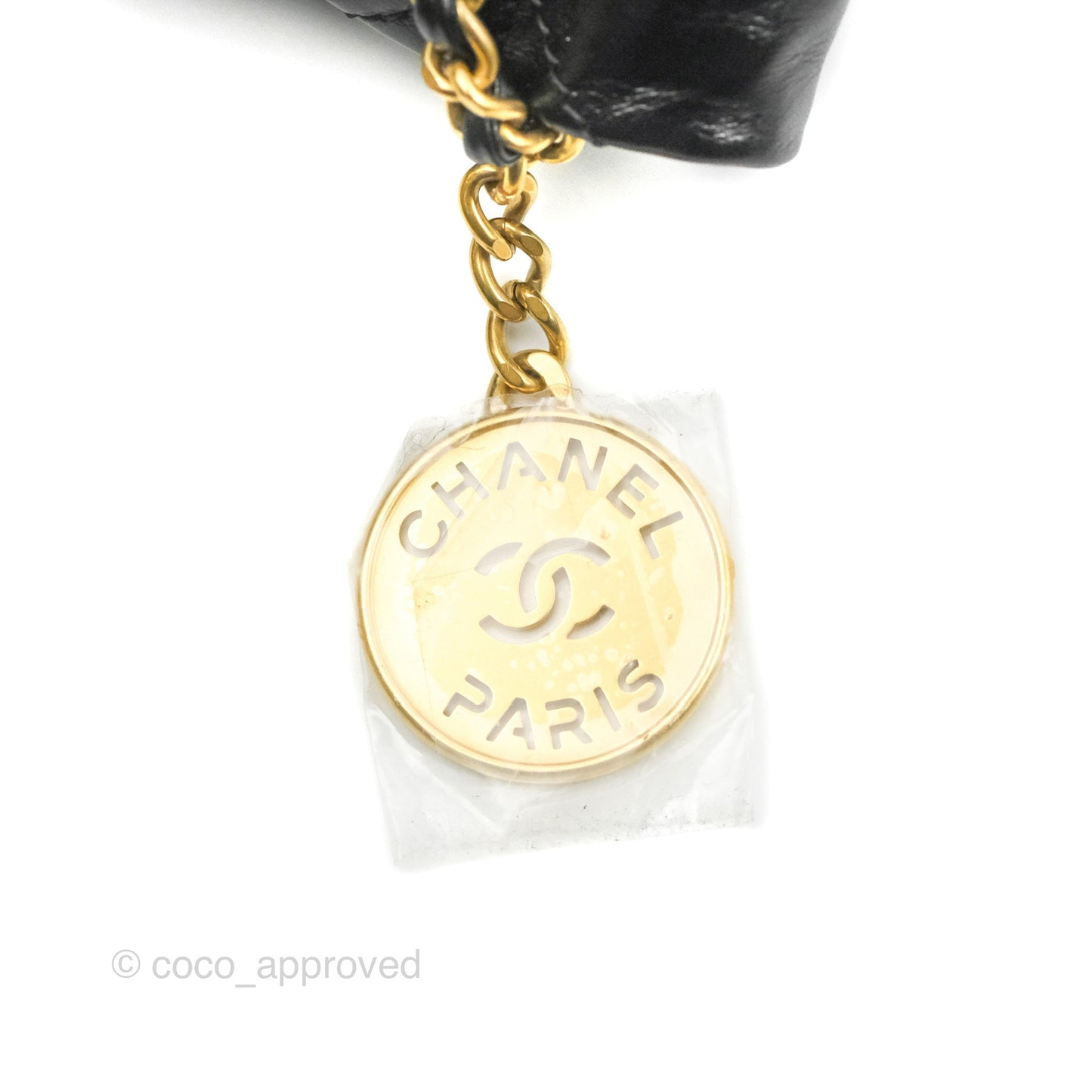 Chanel 22 Mini Bag with Pearl Chain Black Shiny Crumpled Calfskin