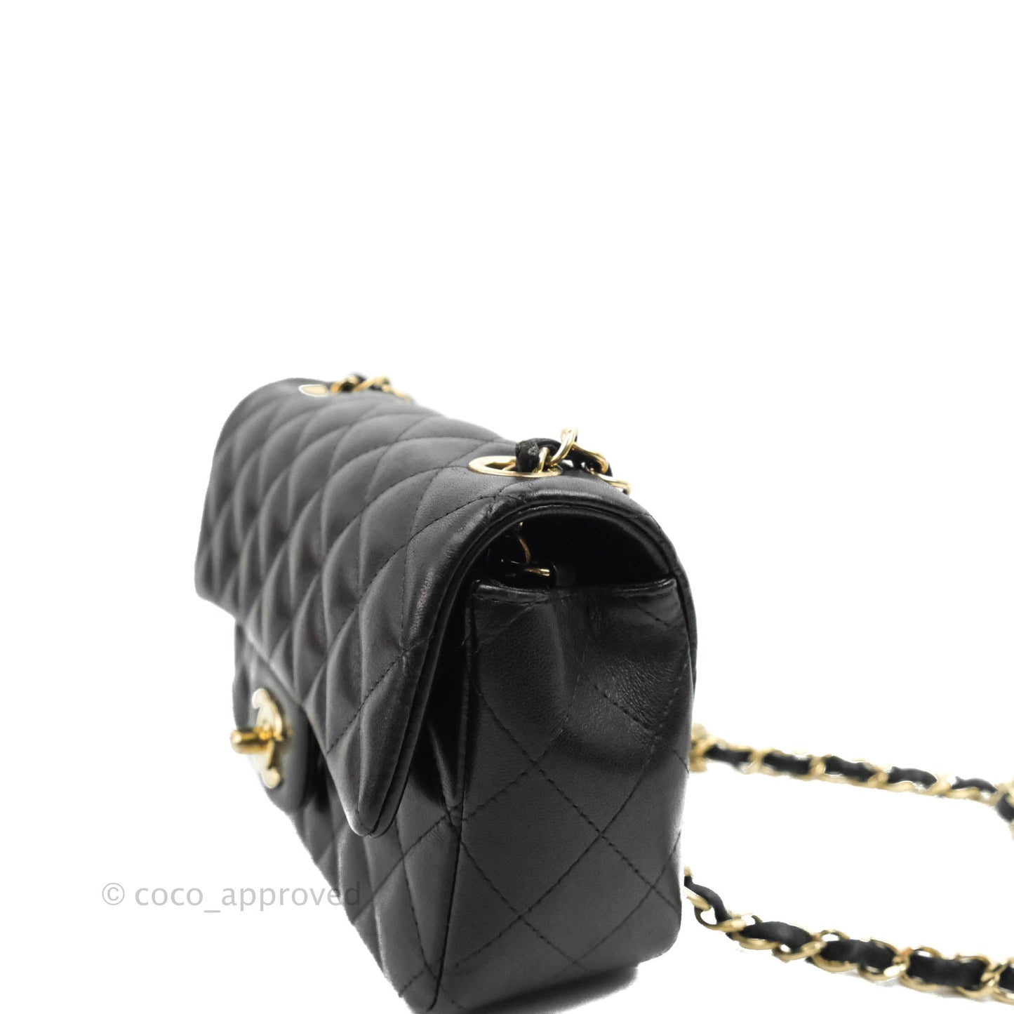 Chanel Mini Rectangular Flap Bag Valentine Limited Edition Black Lambskin Gold Hardware