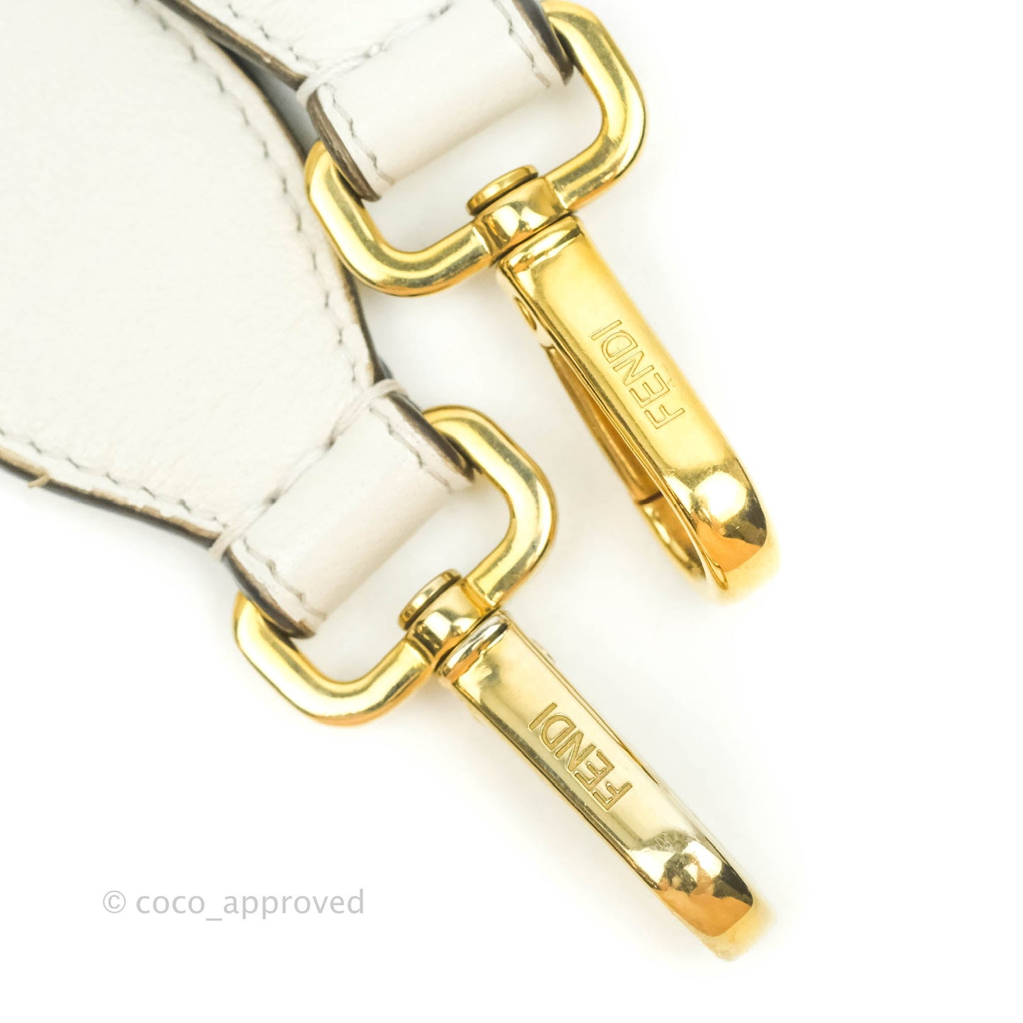 Fendi Medium Baguette Bag White Calfskin Gold Hardware