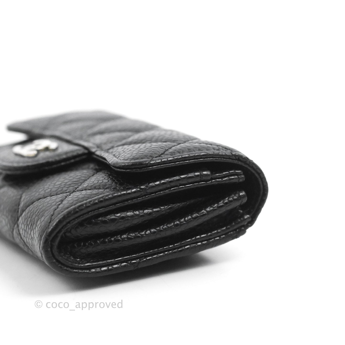 Chanel Quilted Flap Card Holder Black Caviar Silver Hardware