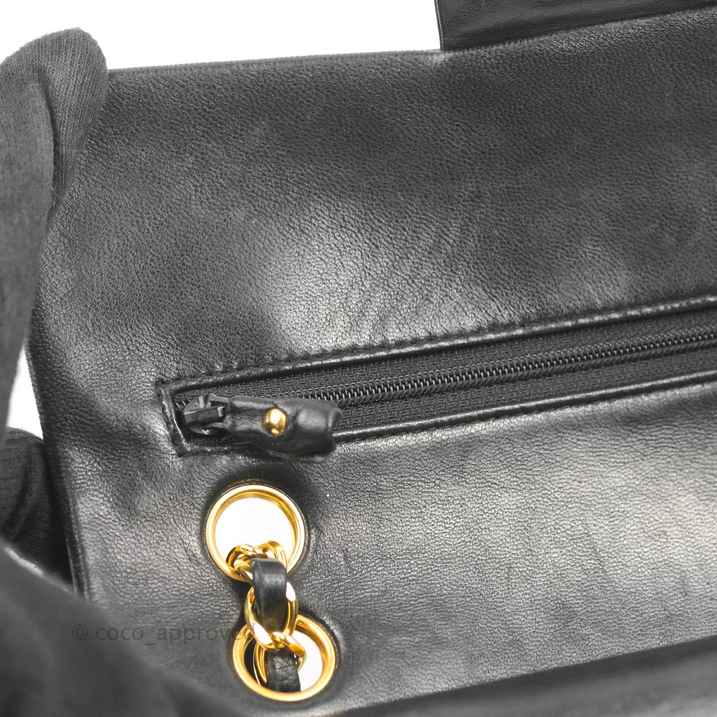 Chanel Vintage Classic S/M Small Double Flap Bag Black Lambskin 24K Gold Hardware